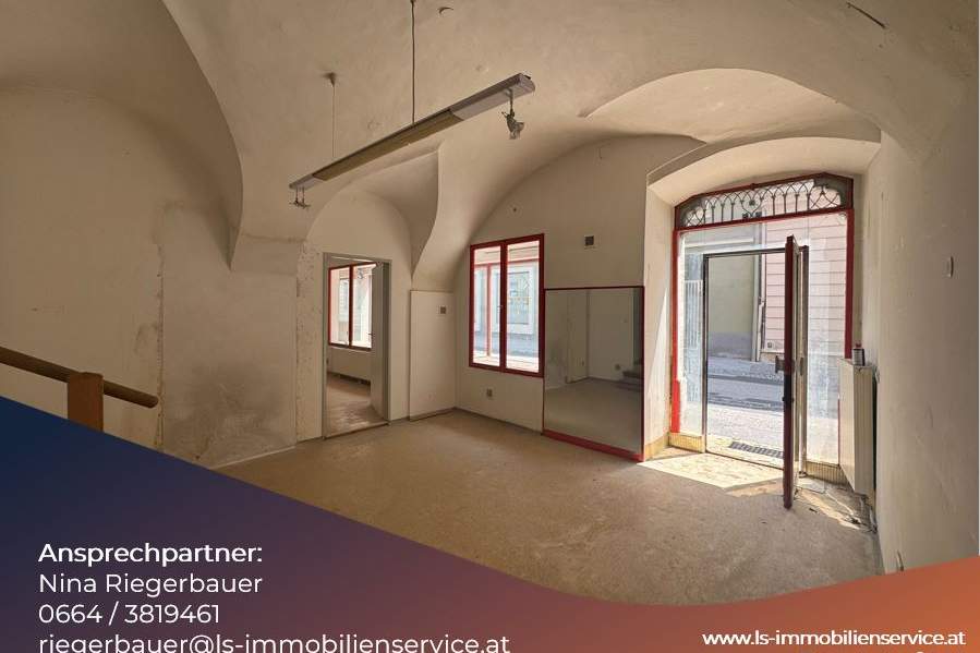 Praktischer Lagerraum mit Altbauflair und zwei Schaufenster zur Michaeligasse, Gewerbeobjekt-miete, 8230 Hartberg-Fürstenfeld
