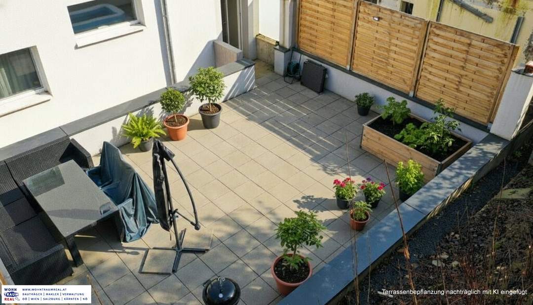 Ruhig gelegene 2-Zimmer Wohnung mit 54 m² Terrasse - Sonnenstunden in Privatsphäre