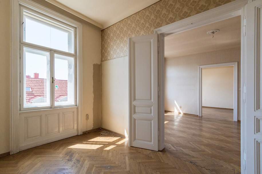 Südseitiger Altbau mit schönem Ausblick! Sanierungsbedürftige 3,5-Zimmer-Wohnung im 3. Stock, Wohnung-kauf, 695.000,€, 1060 Wien 6., Mariahilf