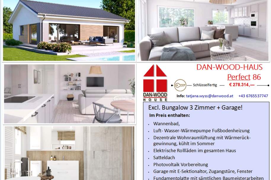 TOP MODERNE BUNGALOW IDEAL FÜR SINGLES PAARE FAMILIEN ODER ALS FERIENHÄUSER BEZUGSFERTIG MIT GARAGE! (Provisionsfrei), Haus-kauf, 348.650,€, 7540 Güssing