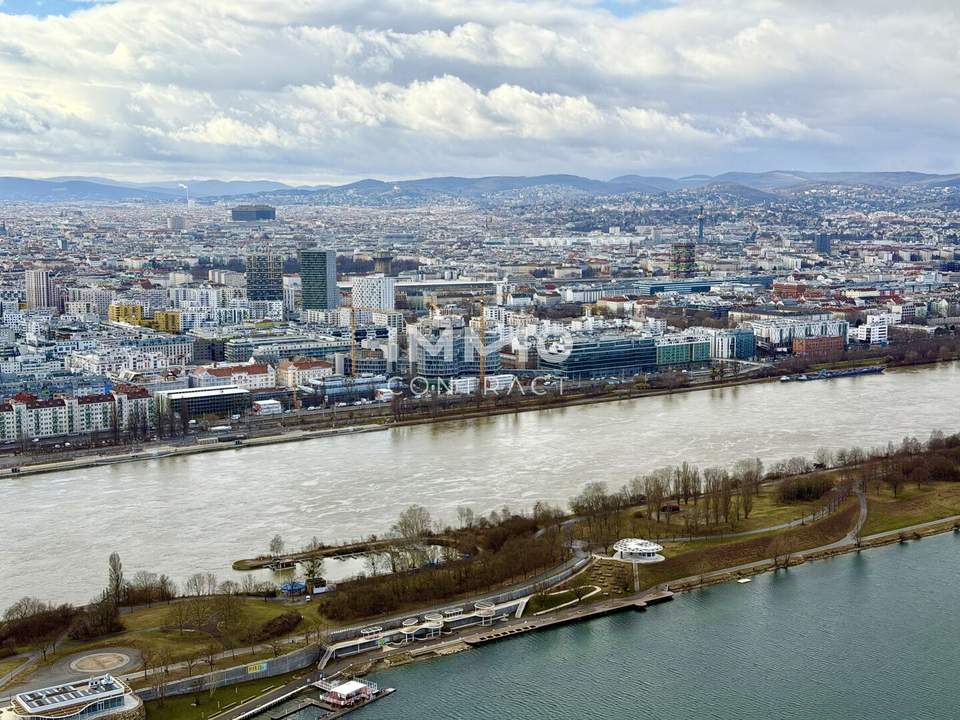Skyline Living im DC2 Tower – 2 Zimmer, Westsonne & 15 m² Loggia mit Blick auf Kahlenberg & Leopoldsberg
