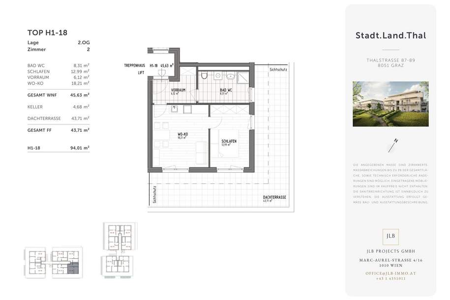 ERSTBEZUG: 2 Zimmer + 44 m² Dachterrasse | Graz-Gösting, Wohnung-kauf, 235.000,€, 8051 Graz(Stadt)