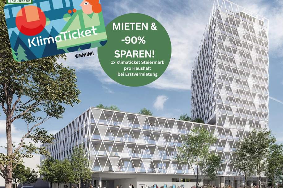 Ganz oben an(ge)kommen – Level Graz – Erstbezug mit urbanem Wohnflair, Wohnung-miete, 795,01,€, 8020 Graz(Stadt)