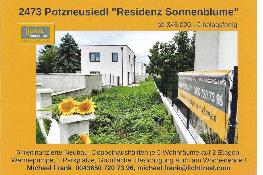 Refugium "Sonnenblume"- Erstbezug Doppelhäuser auf Eigengrund, Haus-kauf, 345.000,€, 2473 Neusiedl am See