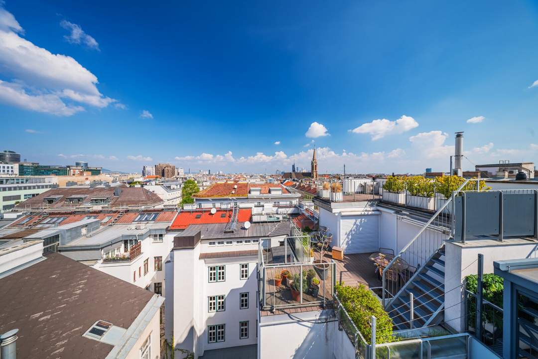 Wunderschöne Dachgeschoss-Maisonette mit Terrasse & Dachterrasse | 26 m² Freifläche, 3 Zimmer