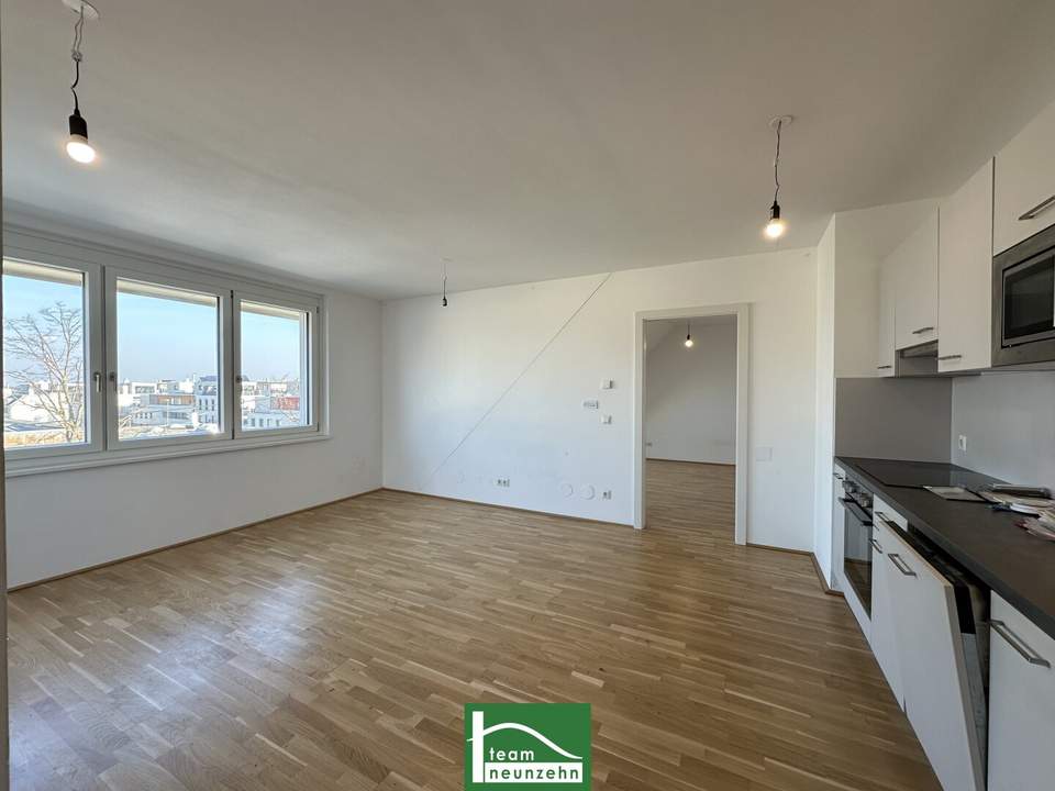 Unbefristete Neubau-Dachgeschosswohnung in Essling mit Einbauküche, Waschtrockner und großer Terrasse!