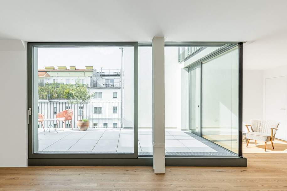 Loft-Feeling trifft Altbauflair – 3 Zimmer Erstbezug mit Terrasse, Wohnung-kauf, 1.249.999,€, 1070 Wien 7., Neubau