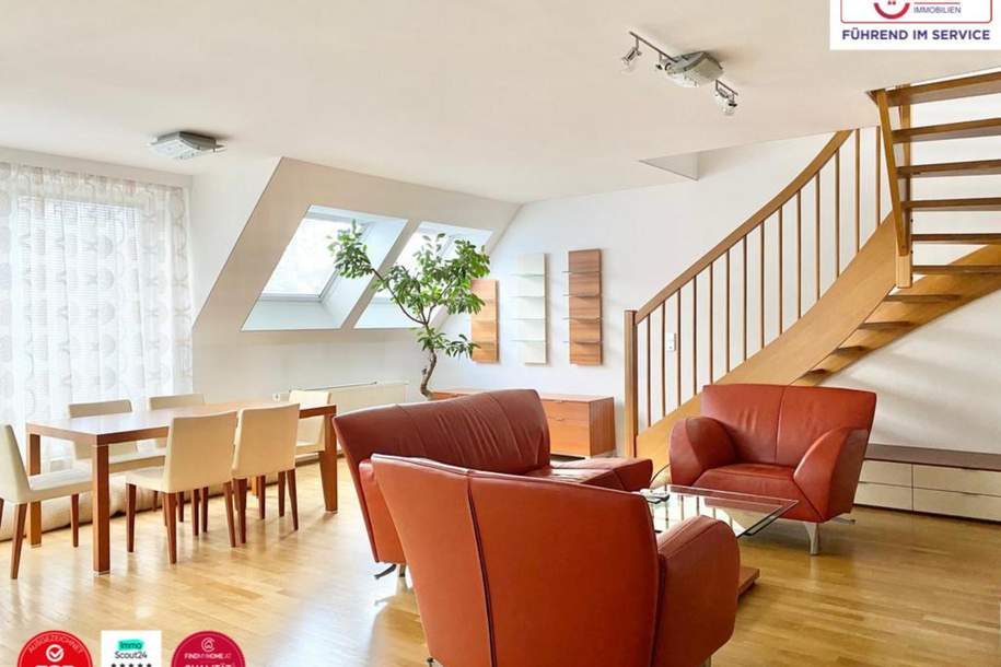 Moderne 5-Zimmer Maisonette mit 3x Terrassen in Rudolfinergasse, Wohnung-miete, 3.200,00,€, 1190 Wien 19., Döbling