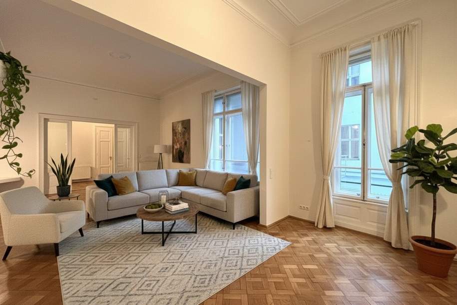Traumhafte 4-Zimmer-Altbauwohnung mit Balkon, Loggia &amp; 2 Bädern in 1030!, Wohnung-miete, 6.094,89,€, 1030 Wien 3., Landstraße