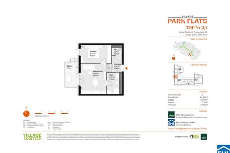 Anlage mit Potenzial: Modernes Wohnen in den PARK FLATS im 3. Bezirk, Wohnung-kauf, 181.000,€, 1030 Wien 3., Landstraße