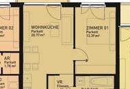 2-Zimmer-Neubauwohnung inkl. Komplettküche, Balkon-Außenfläche und Kellerabteil/ BG17 Top 1-11