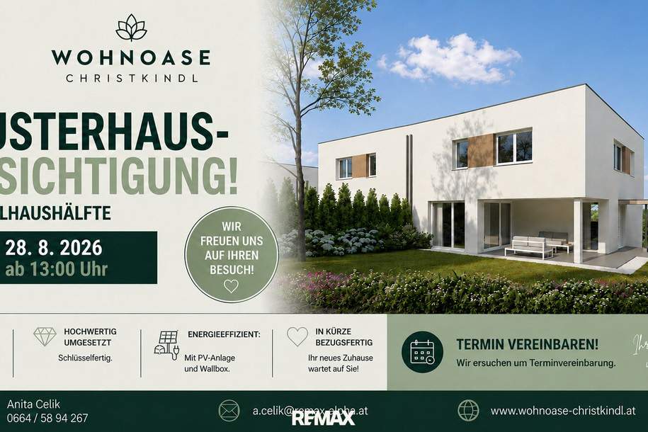 LETZTE EINHEIT! GEFÖRDERTES DOPPELHAUS mit Keller I WOHNOASE CHRISTKINDL Haustyp 3 I Haus 3 C, Haus-kauf, 644.000,€, 4400 Steyr-Land
