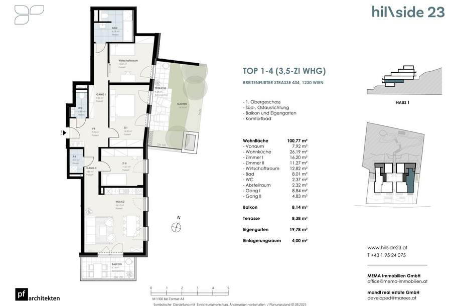 Gut geschnittene Gartenwohnung mit 3,5 Zimmer zu verkaufen!, Wohnung-kauf, 649.500,€, 1230 Wien 23., Liesing
