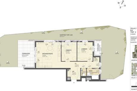 KREMSER WOHNDOMIZIL3Zi- 63qm- Gartenwohnung, 2Terrassen, Lift, Tiefgarage, in beliebter Grünruhelage, Wohnung-kauf, 265.000,€, 3500 Krems an der Donau(Stadt)