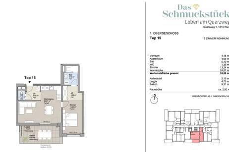 Provisionsfrei: "Das Schmuckstück" - Leben am Quarzweg!, Wohnung-kauf, 350.000,€, 1210 Wien 21., Floridsdorf