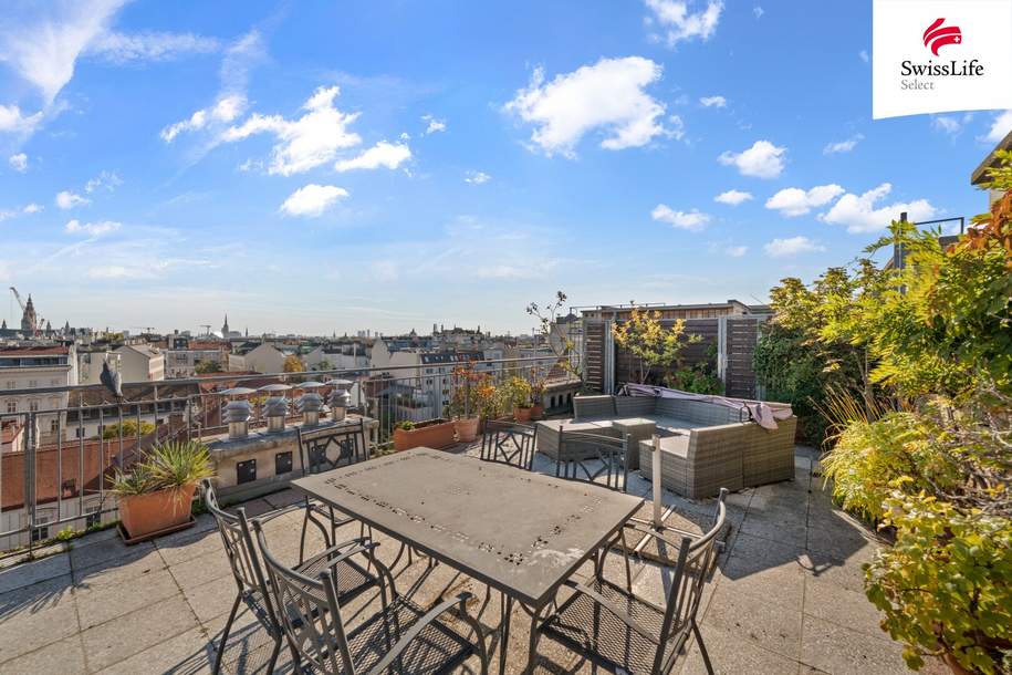 Exklusives Dachgeschossdomizil auf zwei Ebenen | Wohnen über den Dächern der Josefstadt, Wohnung-kauf, 1.625.000,€, 1080 Wien 8., Josefstadt