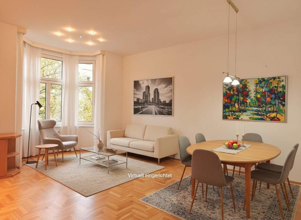 Nähe Hugo-Wolf-Park: Charmante Altbauwohnung mit Erker + Gegliederte Fassade + zentraler Grundriss + Familien- und WG-Geeignet