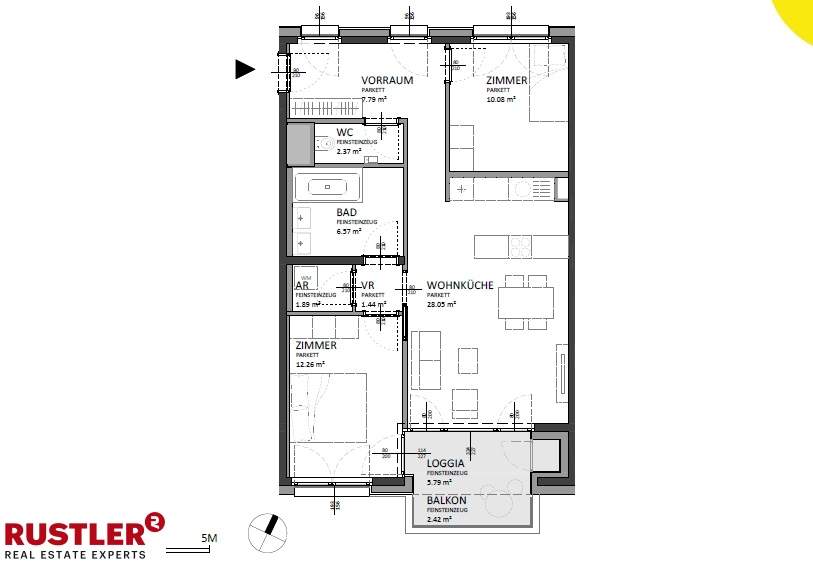 Zweizimmer mit Schlazimmer in den ruhigen Innenhof - nähe Hauptbahnhof