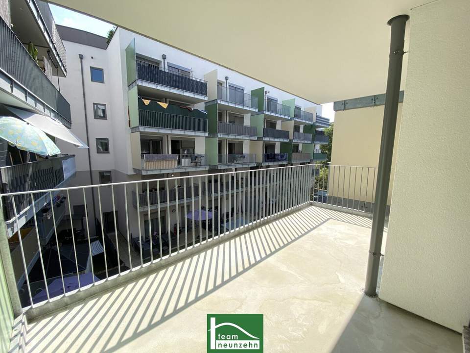 Ruhige Innenhof-Wohnung mit großem Balkon nahe S-Bahn Jedlersdorf, Straßenbahn 26 und SCN mit Einbauküche und Abstellraum!