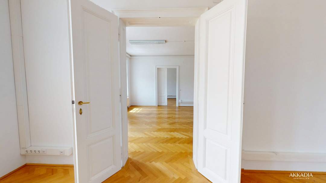 Altbaubüro mit Blick in den Resselpark