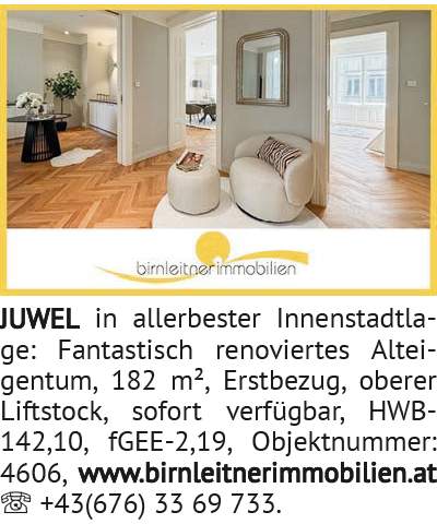 JUWEL in allerbester Innenstadtlage: Fantastisch renoviertes Alteigentum, 182 m², Erstbezug, ob