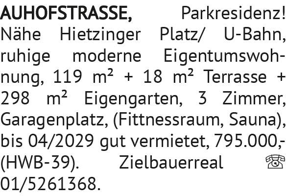 AUHOFSTRASSE, Park re si denz!