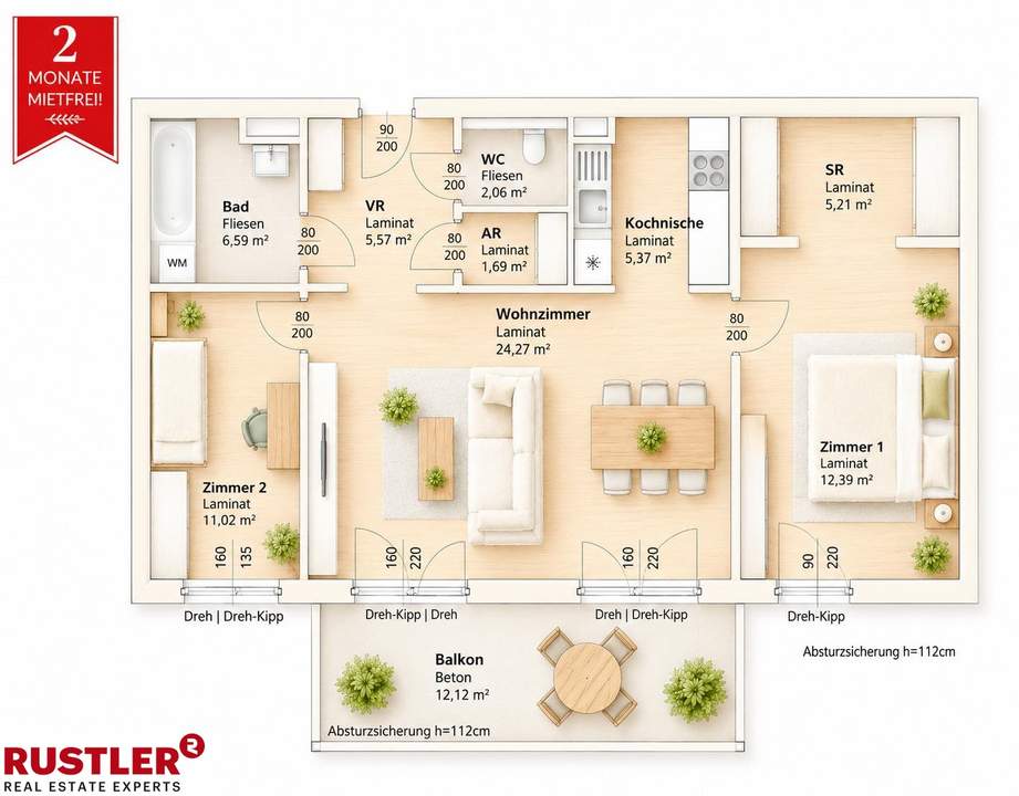 MIETAKTION BIS 01.10.2026 | Großzügige 3-Zimmer-Wohnung mit Balkon