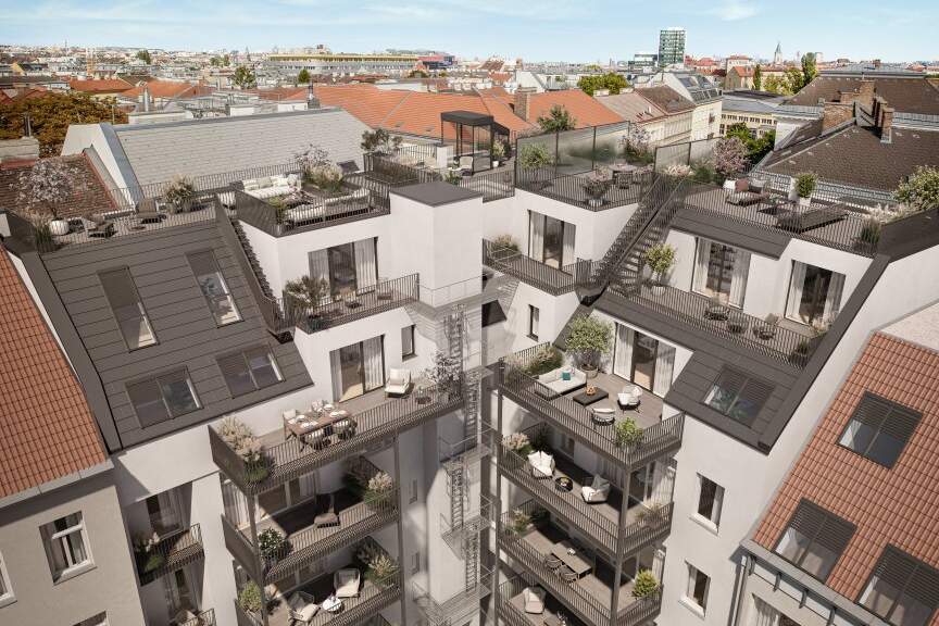 Großzügiger Zwei-Zimmer-Altbau-Erstbezug mit West-Terrasse und Garten, Wohnung-kauf, 385.000,€, 1120 Wien 12., Meidling