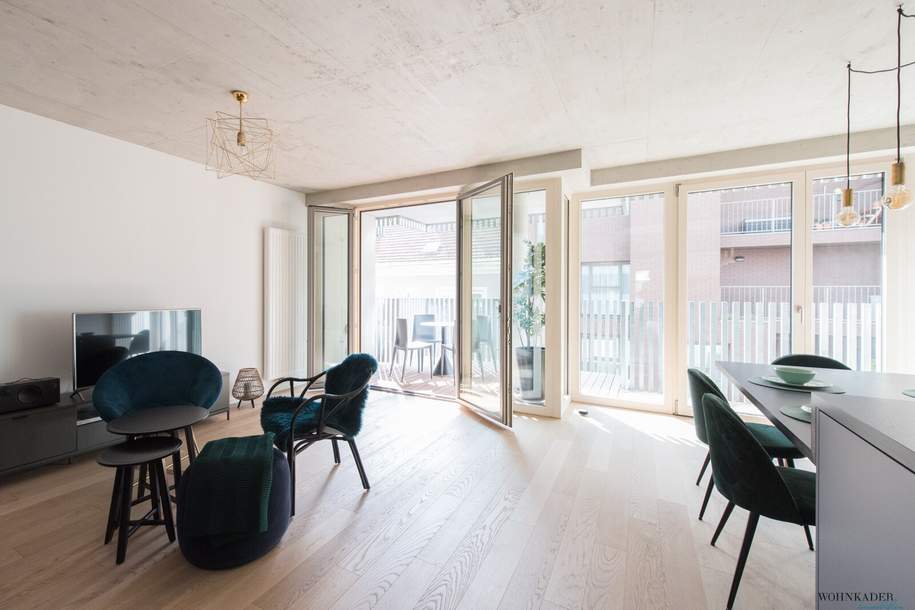Vollmöblierte 3-Zimmer-Wohnung mit 2 Balkonen in preisgekrönter Architektur, Wohnung-miete, 2.000,00,€, 1120 Wien 12., Meidling