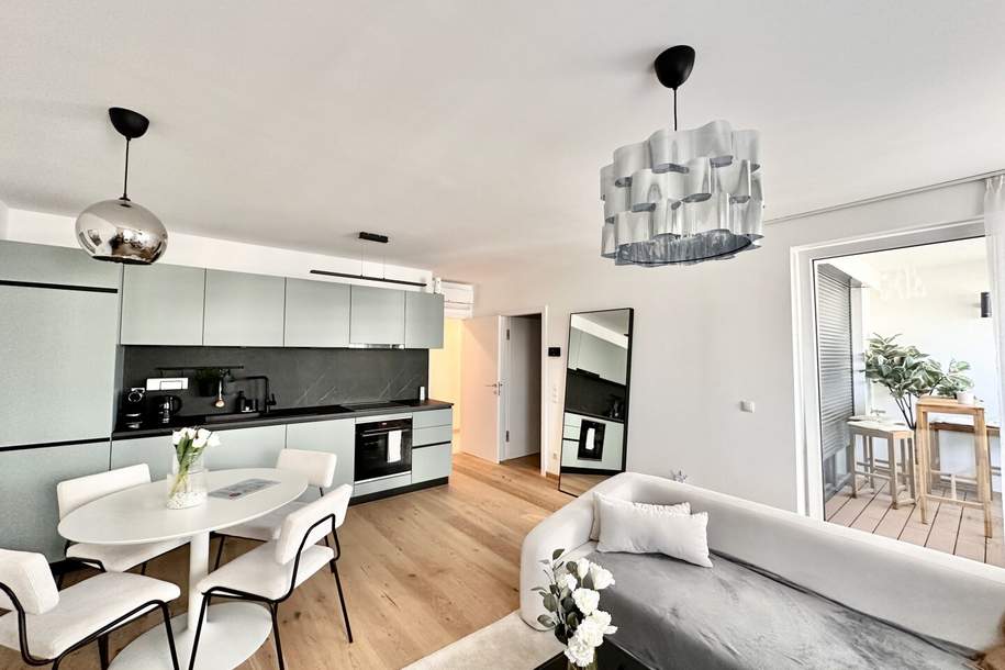 Sofort Bezugsfertig in Bestlage! Traumhafte Dachgeschosswohnung mit Loggia und Panoramafenster ++ Weitblick über Wien ++ Komplett Eingerichtet ++ Dachgeschossneubau aus 2021 ++ Auch für Anleger!!!, Wohnung-kauf, 440.000,€, 1020 Wien 2., Leopoldstadt