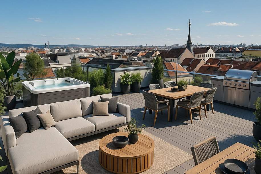 Mit virtuellem Rundgang - BEZUGSFERTIG! Ihr geniales Penthouse mit 175 m² Wohnfläche und 72 m² Dachterrasse on TOP + privater Liftfahrt!, Wohnung-kauf, 1.625.000,€, 1050 Wien 5., Margareten