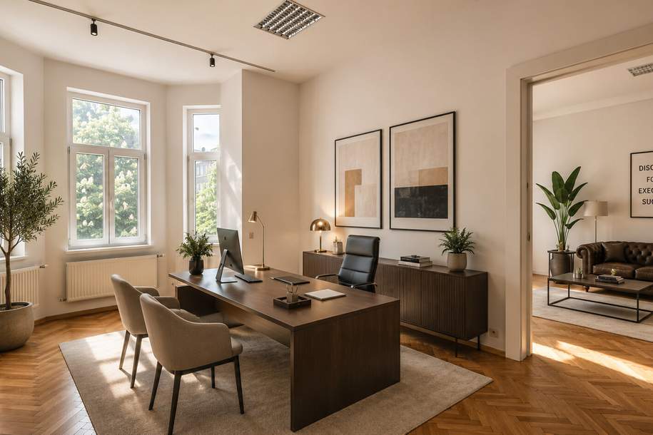 KLAGENFURT - vis-à-vis der Wirtschaftskammer| Elegantes Premium-Office im prestigeträchtigen Altbau, Gewerbeobjekt-miete, 1.991,21,€, 9020 Klagenfurt(Stadt)