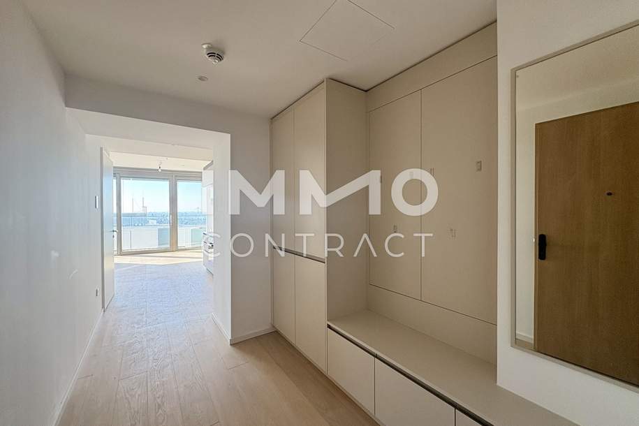 Neue Donau: Teilmöbliertes top ausgestattetes Apartment (Erstbezug) mit Cityblick, Tiefgarage möglich, Wohnung-miete, 1.794,76,€, 1220 Wien 22., Donaustadt