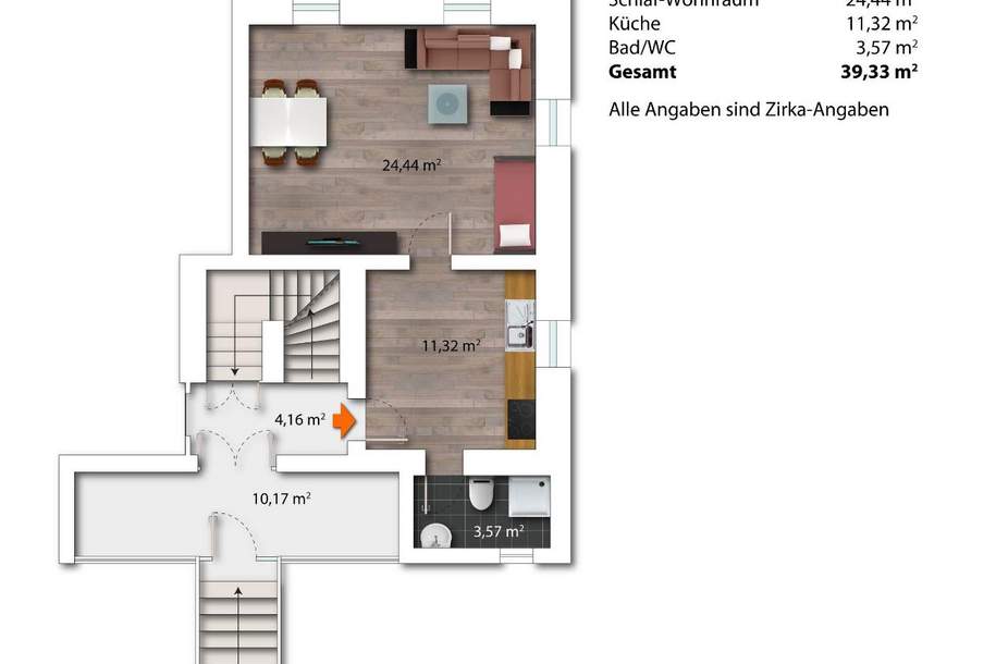 39 m² Wohnung in TOP-Lage von Kaindorf an der Sulm – inklusive Carport Top 103/2 , Wohnung-miete, 500,00,€, 8430 Leibnitz
