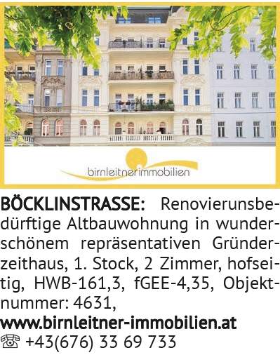 Renovierungsbedürftige Altbauwohnung in wunderschönen repräsentativen Gründerzeithaus, 1. Stock, 2 Z
