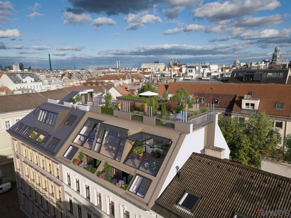 Wohnen zwischen Stadtpark und Prater | 5 Zimmer | DG-ERSTBEZUG mit 2 LOGGIEN | Ost/West-Ausrichtung | Für Eigennutzer oder Anleger