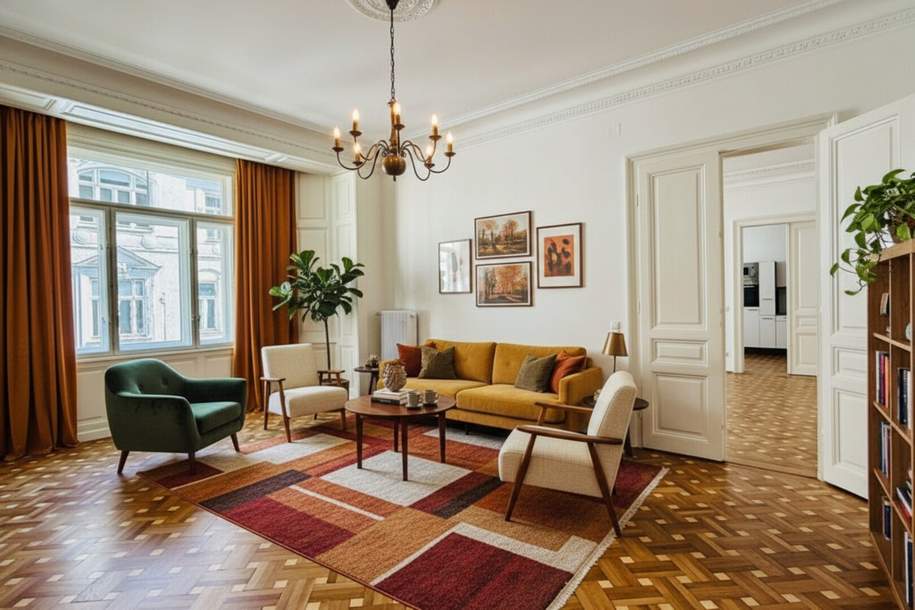 Erstbezug nach Sanierung - Stilaltbauwohnung mit kleinem Balkon, Wohnung-miete, 2.994,00,€, 1010 Wien 1., Innere Stadt