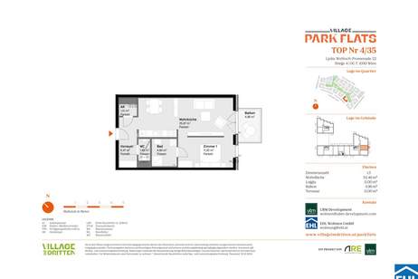 Attraktives Investment im 3. Bezirk: PARK FLATS für Anleger, Wohnung-kauf, 396.000,€, 1030 Wien 3., Landstraße