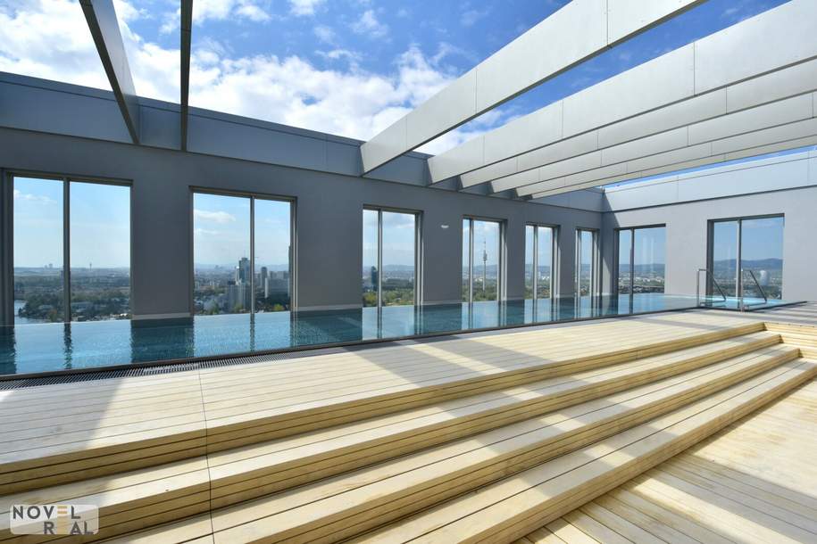 TEILMÖBLIERT MIT LOGGIA - POOL/SAUNA/FITNESS - VIENNA 22 MIT FERNBLICK, Wohnung-miete, 2.580,00,€, 1220 Wien 22., Donaustadt