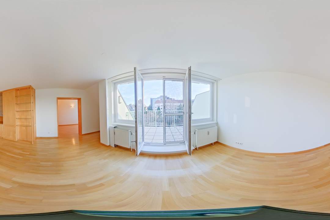 Vier Zimmer im 4. Stock, vier Minuten von der U4. Hofseitige lichtdurchflutete Neubau Dachgeschosswohnung