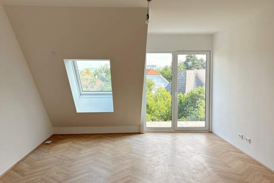 Moderne Architektur inmitten der Natur - Hochwertige Dachgeschoss 2-Zimmer Wohnung mit Balkon!, Wohnung-kauf, 380.000,€, 1210 Wien 21., Floridsdorf