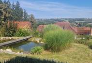 Haus in Ruhelage am Waldrand mit Swimmingpool und Teich.