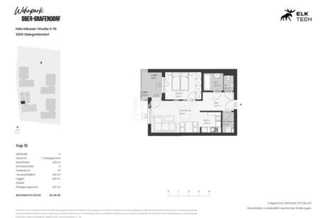 53,49qm 2Zi W-Balkonwohnung,Erstbezug, ökologische Bauweis, Wohnung-miete, 779,38,€, 3200 Sankt Pölten(Land)