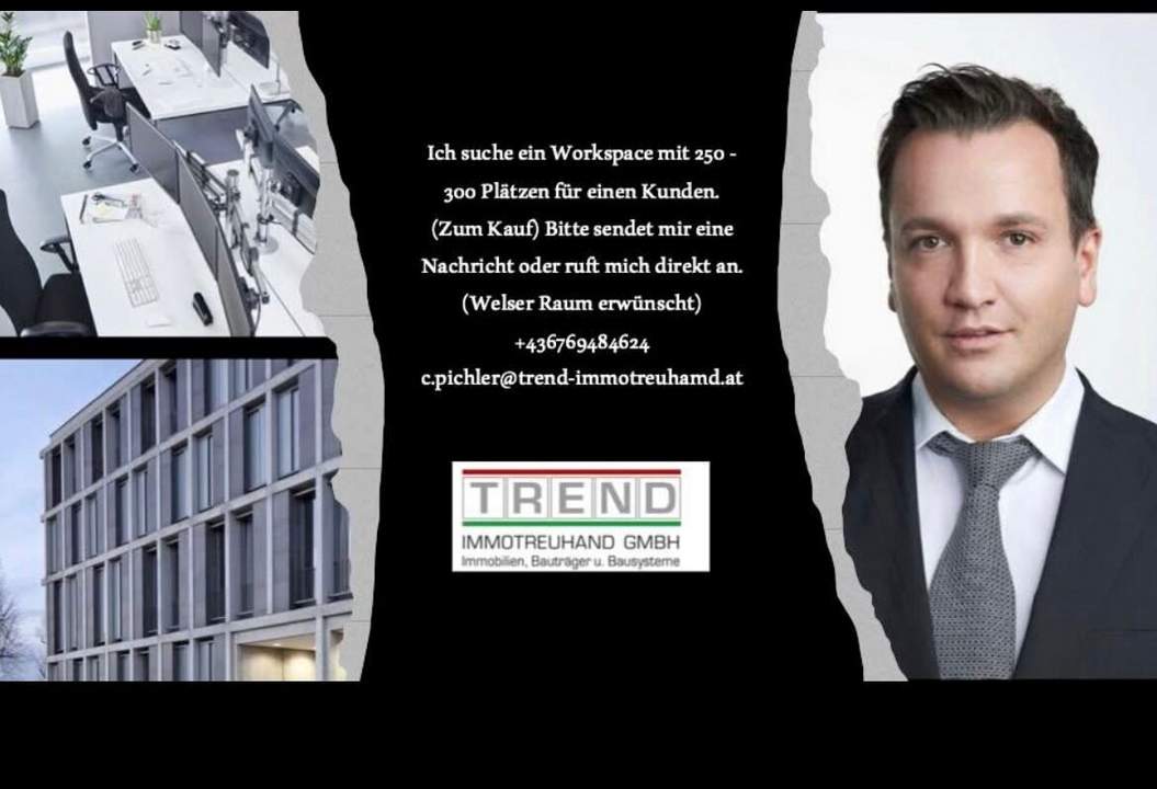 WIR SUCHEN EINEN BÜROKOMPLEX IM BESTAND FÜR 250 bis 300 MITARBEITER ZUM MIETEN