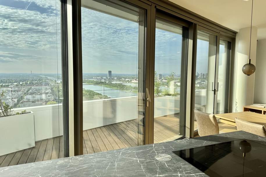 DANUBEFLATS - 45m2 Balkon inkl. Küche, Pool und Wellness Bereich - U1 vor der Türe! LUXUS LEBEN AM WASSER, Wohnung-miete, 3.600,00,€, 1220 Wien 22., Donaustadt