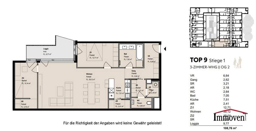 TOPLAGE und ERSTBEZUG: Hofseitige, moderne 3-Zimmerwohnung mit großer Loggia! Besichtigung ab Ende Jänner/Anfang Februar 2025 - Vormerkung schon jetzt möglich!