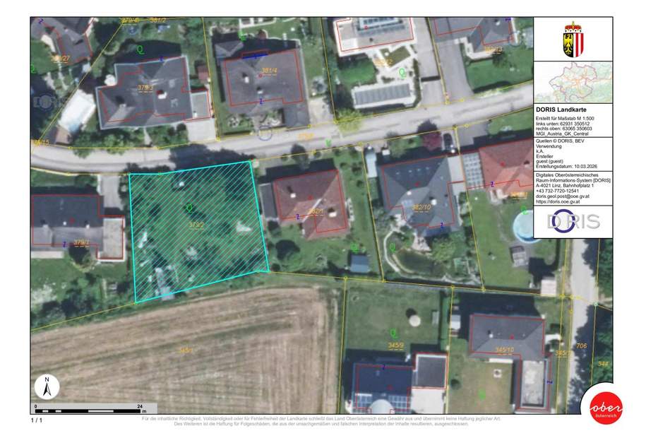 Wohnen in RUHELAGE am Land und doch nahe der Stadt, Grund und Boden-kauf, 295.000,€, 4073 Linz-Land