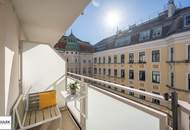 Helle, klimatisierte und möblierte Stadtwohnung: 2 Zimmer + Küche + Balkon (Abendsonne!) nahe U1 ab 1.8.26