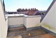 FERNBLICK, DACHGESCHOSS, 59 m2 Maisonette mit 13 m2 Terrasse, 2 Zimmer, Komplettküche, Duschbad, Parketten, Speckbachergasse