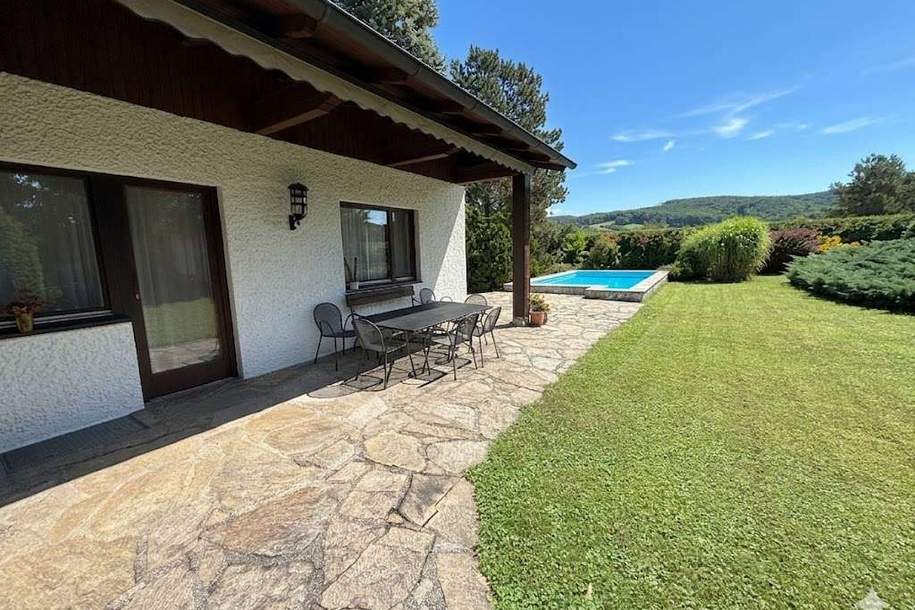 218m² Wohnnutzfläche & 823m² Grundfläche: Einfamilienhaus mit Pool & Sauna, in Wilfersdorf bei Tulln, Haus-kauf, 499.000,€, 3434 Tulln